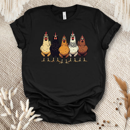 Funny Chicken Lover T-Shirt – Cute Hen Lineup Graphic Tee for Farm Moms, Backyard Flock Keepers & Country Life Fans