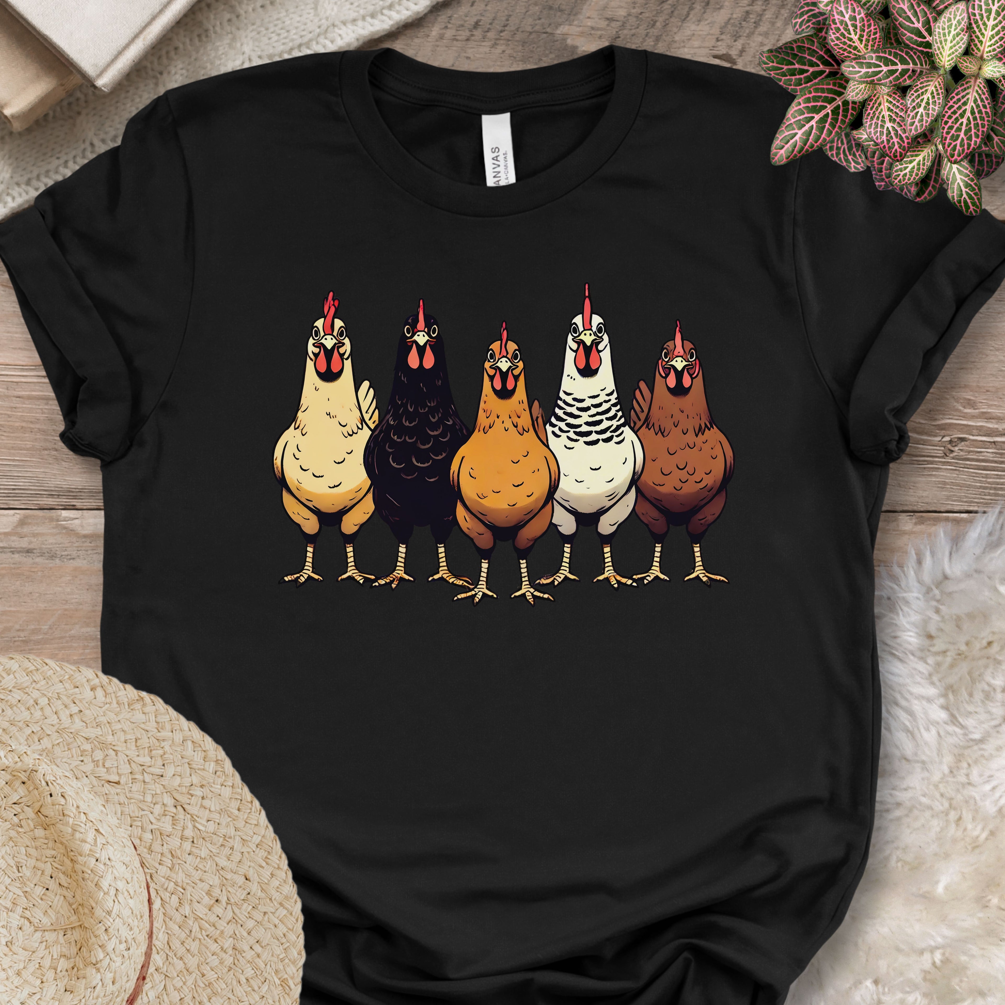 Multicolor Chicken Lineup Tee