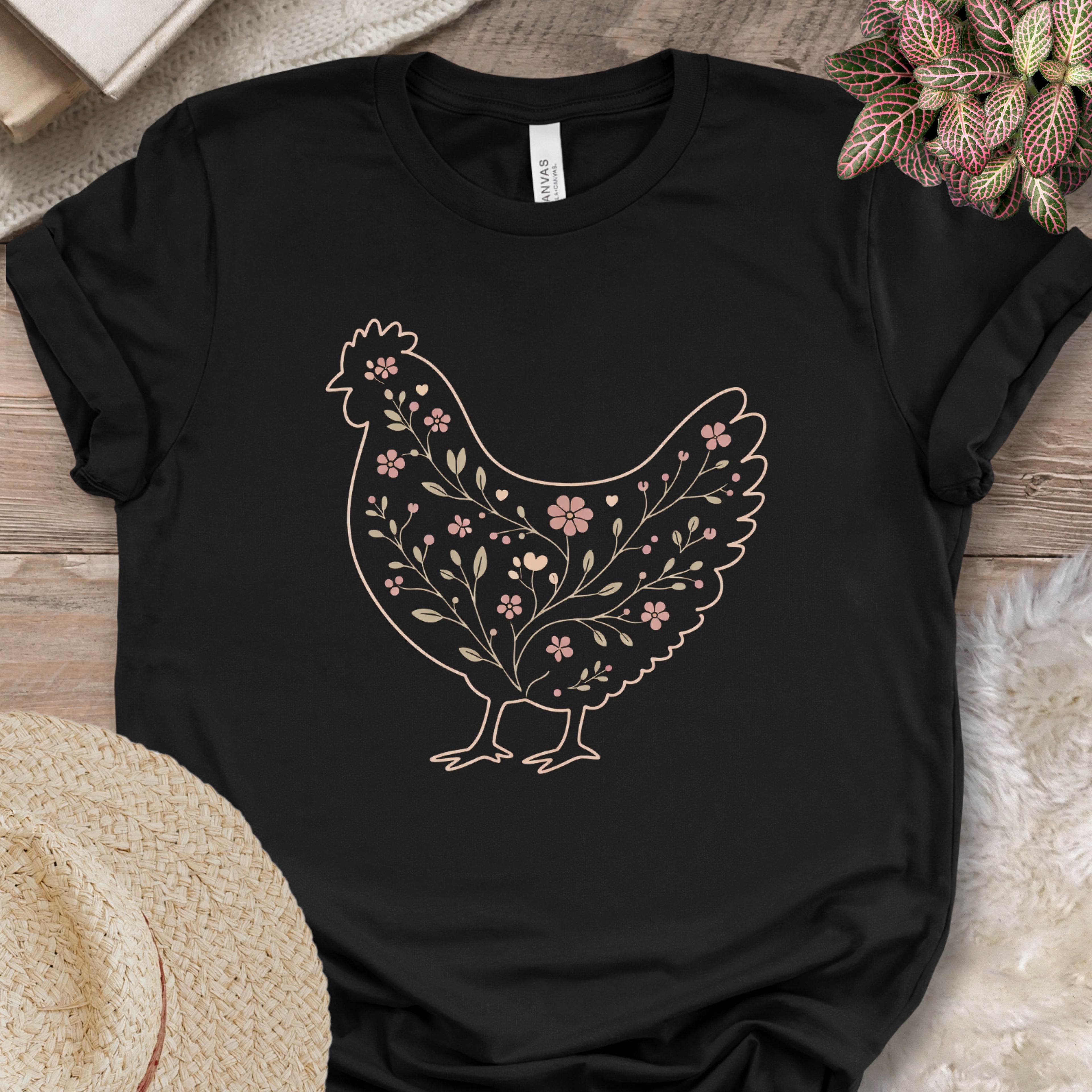 Minimalist Botanical Hen Shirt