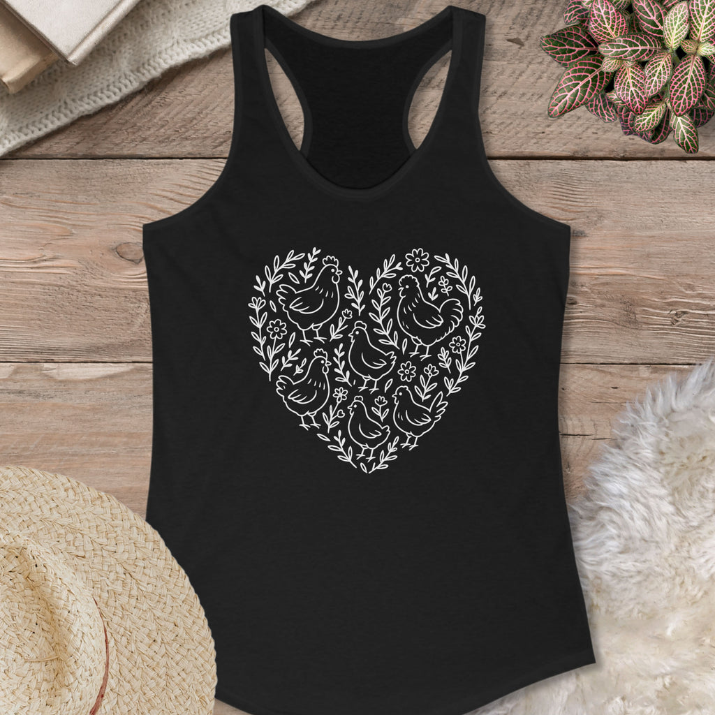 Floral Chicken Heart Tank Top