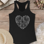 Floral Chicken Heart Tank Top