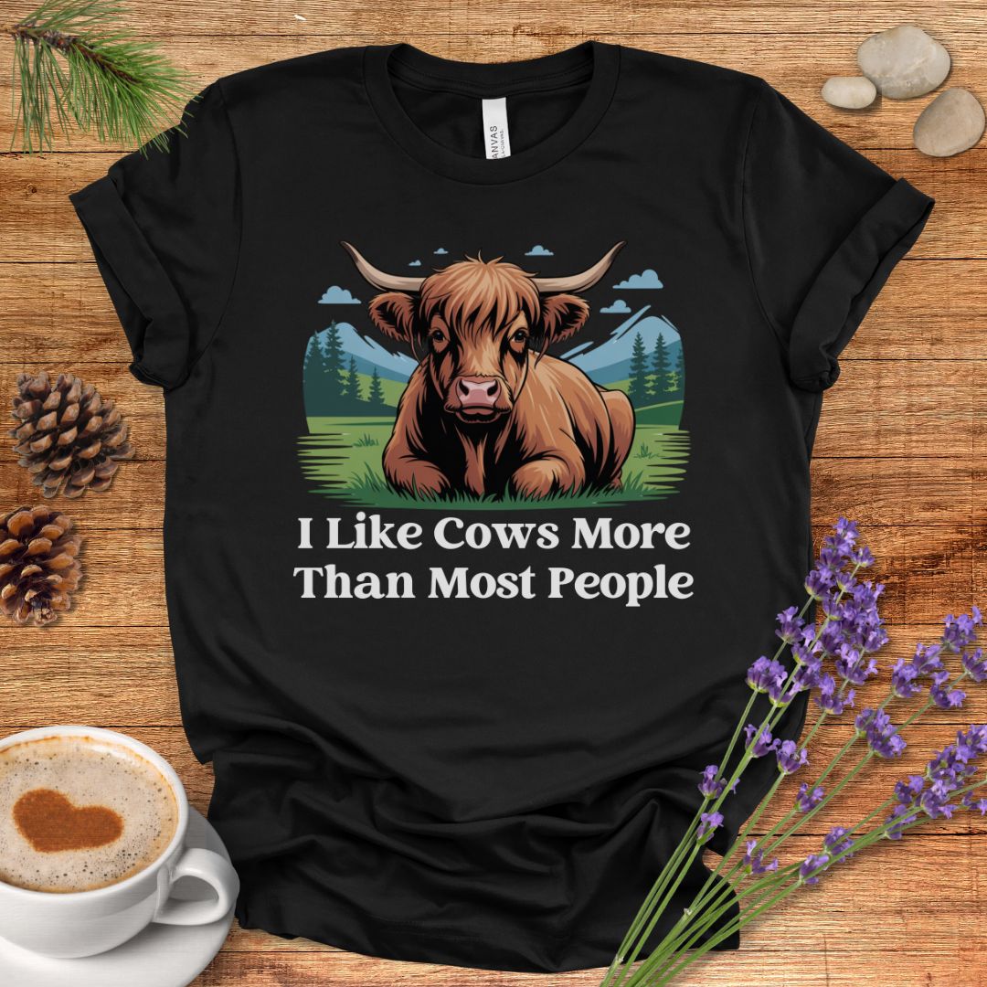 Funny Cow Lover T-Shirt – I Like Cows More Than Most People Tee for Cow Moms, Farmers & Country Life Fans