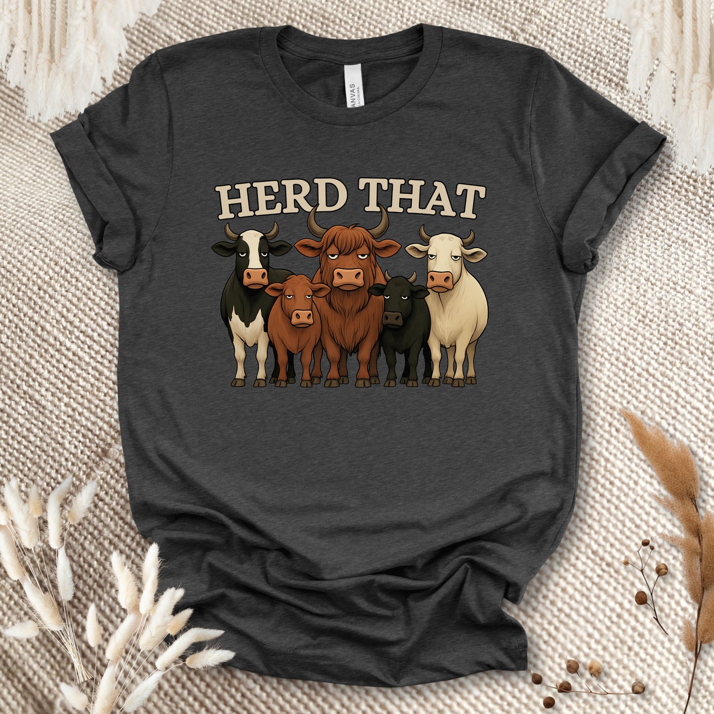 Funny Cow Lover T-Shirt – Herd That Cow Lineup Tee for Farmers, Ranch Families & Country Humor Fans