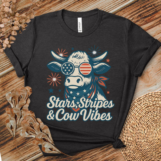 Stars Stripes Cow Vibes Tee