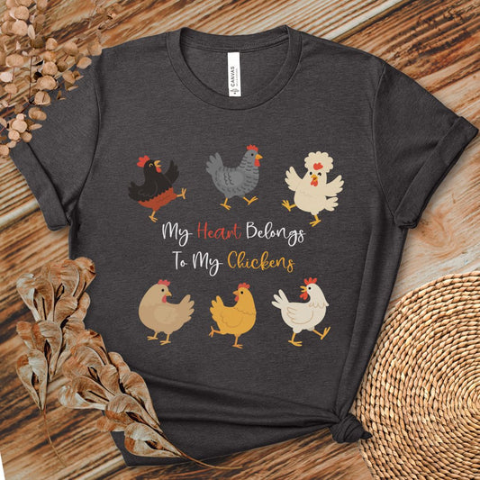 Heart Chickens T-shirt - Adorable Farm Life Gift for Chicken Lovers, Homesteaders & Poultry Moms