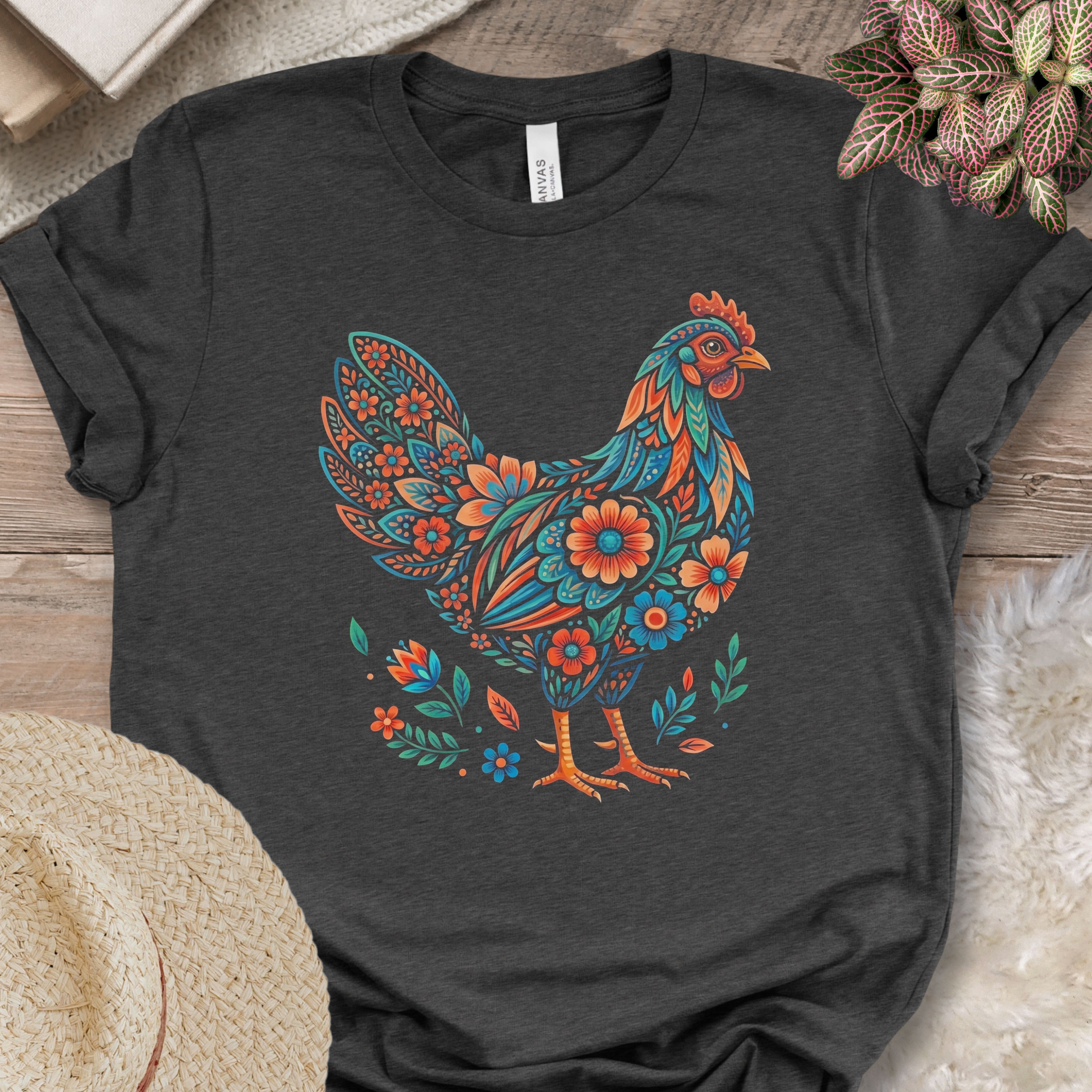 Dark Floral Rooster Shirt