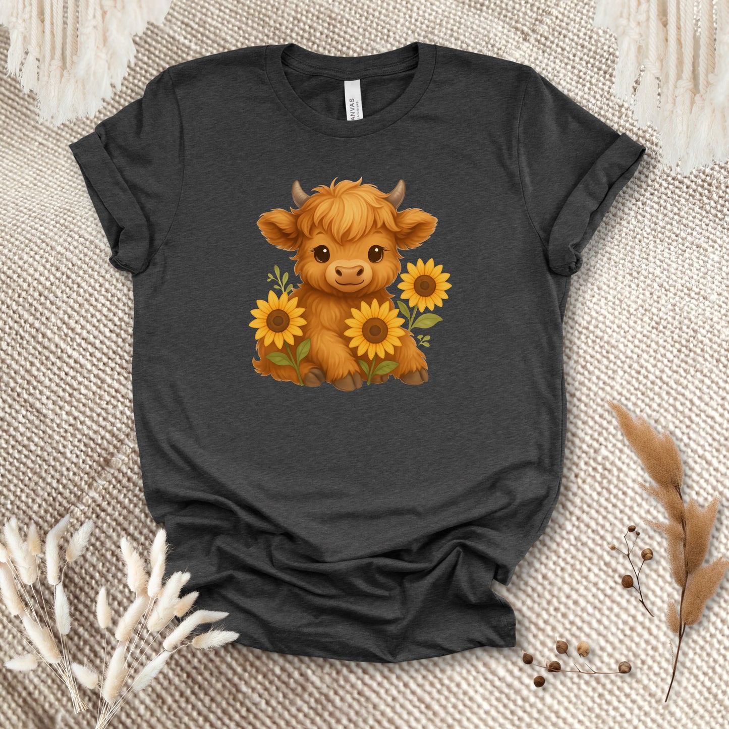 Cute Highland Cow T-Shirt – Sunflower Cow Lover Tee for Farm Girls, Cow Moms & Country Fans