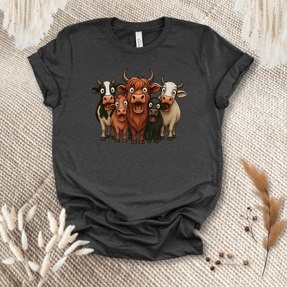 Funny Cow Lover T-Shirt – Cute Cow Lineup Tee for Farmers, Ranchers & Cow Moms
