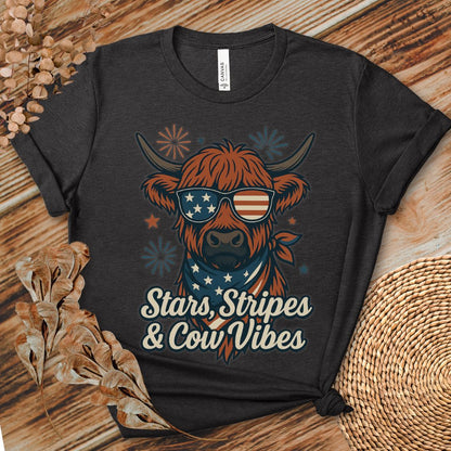 Stars Stripes Cow Vibes Shirt (Highland)