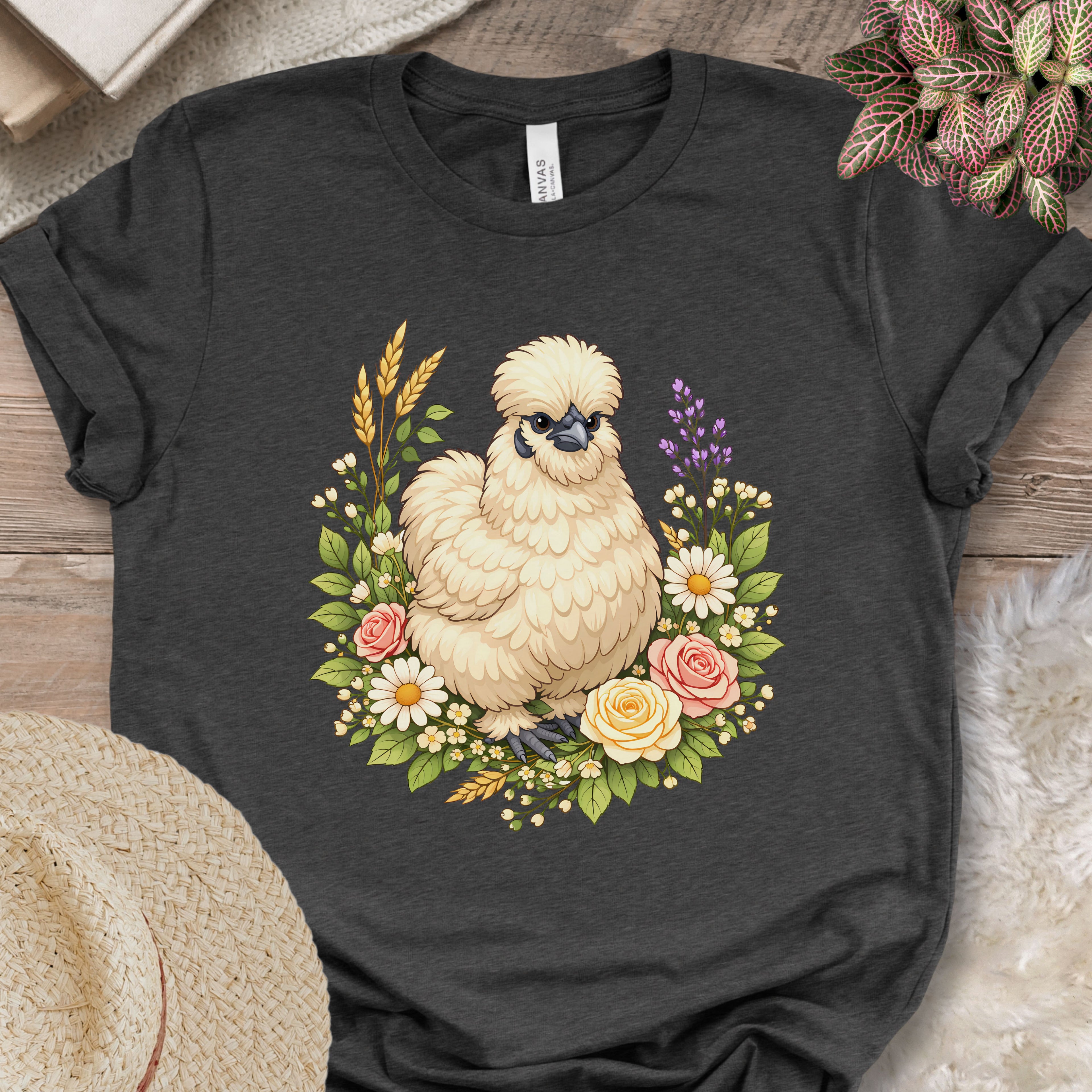 Silkie Chicken Floral T-Shirt