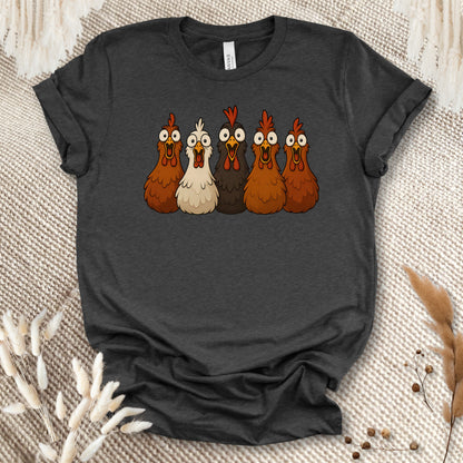 Funny Chicken Lover T-Shirt – Silly Chicken Lineup Tee for Farm Fans & Backyard Chicken Keepers