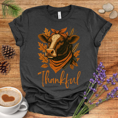 Thankful & Blessed Cow T-Shirt – Rustic Farmhouse Autumn Tee for Fall & Thanksgiving Country Living