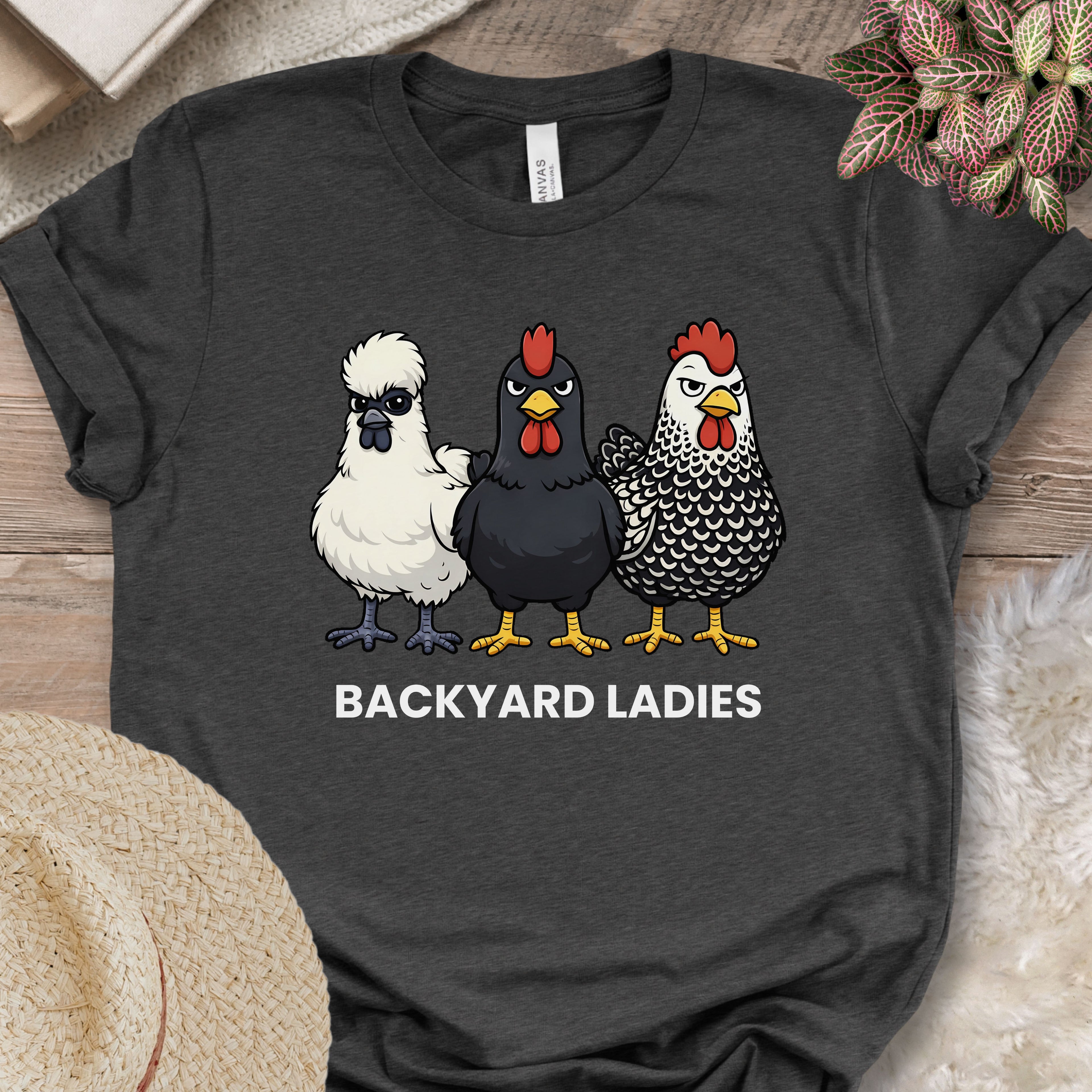 Backyard Hen Trio Illustration T-Shirt