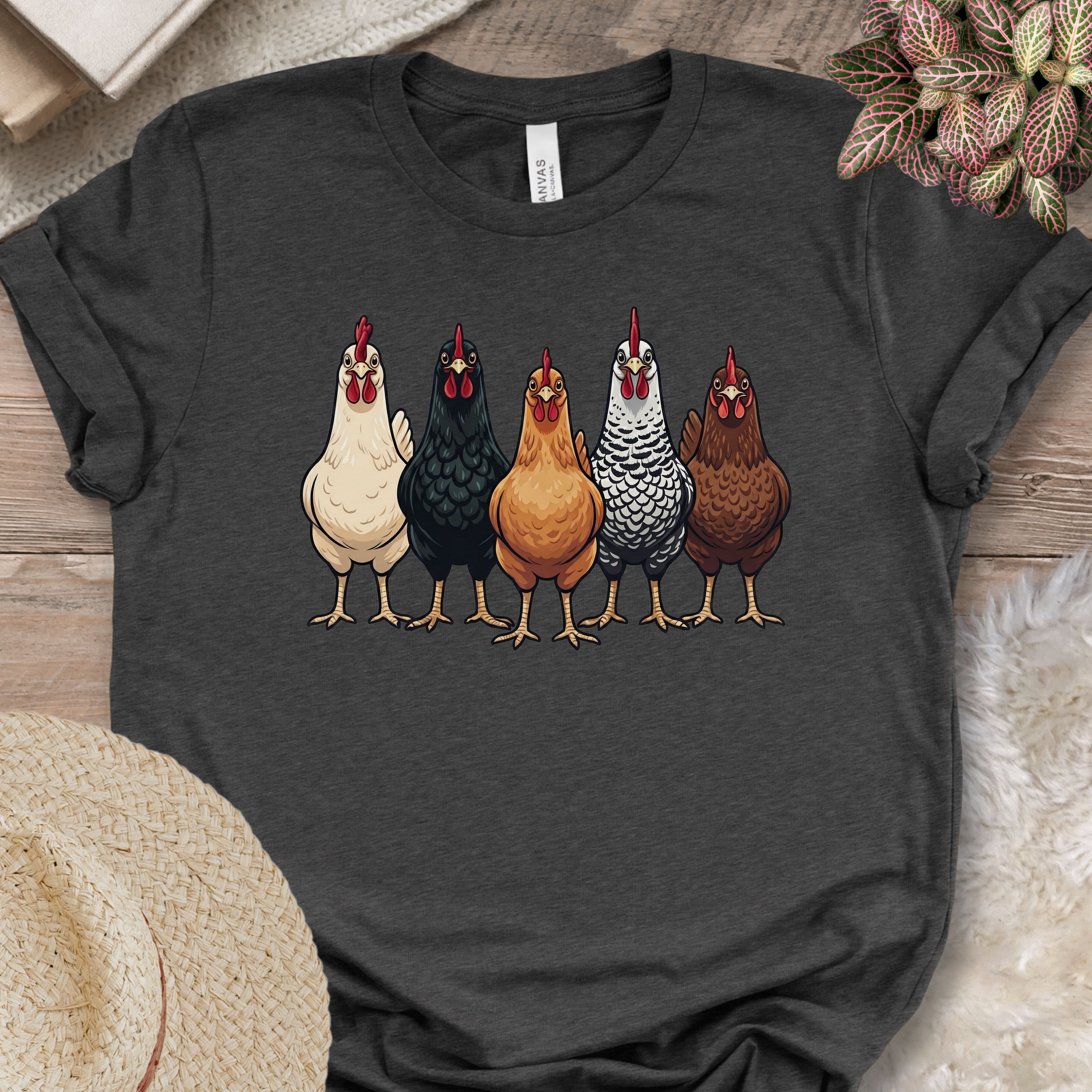 Five Chicken Flock Graphic T-Shirt