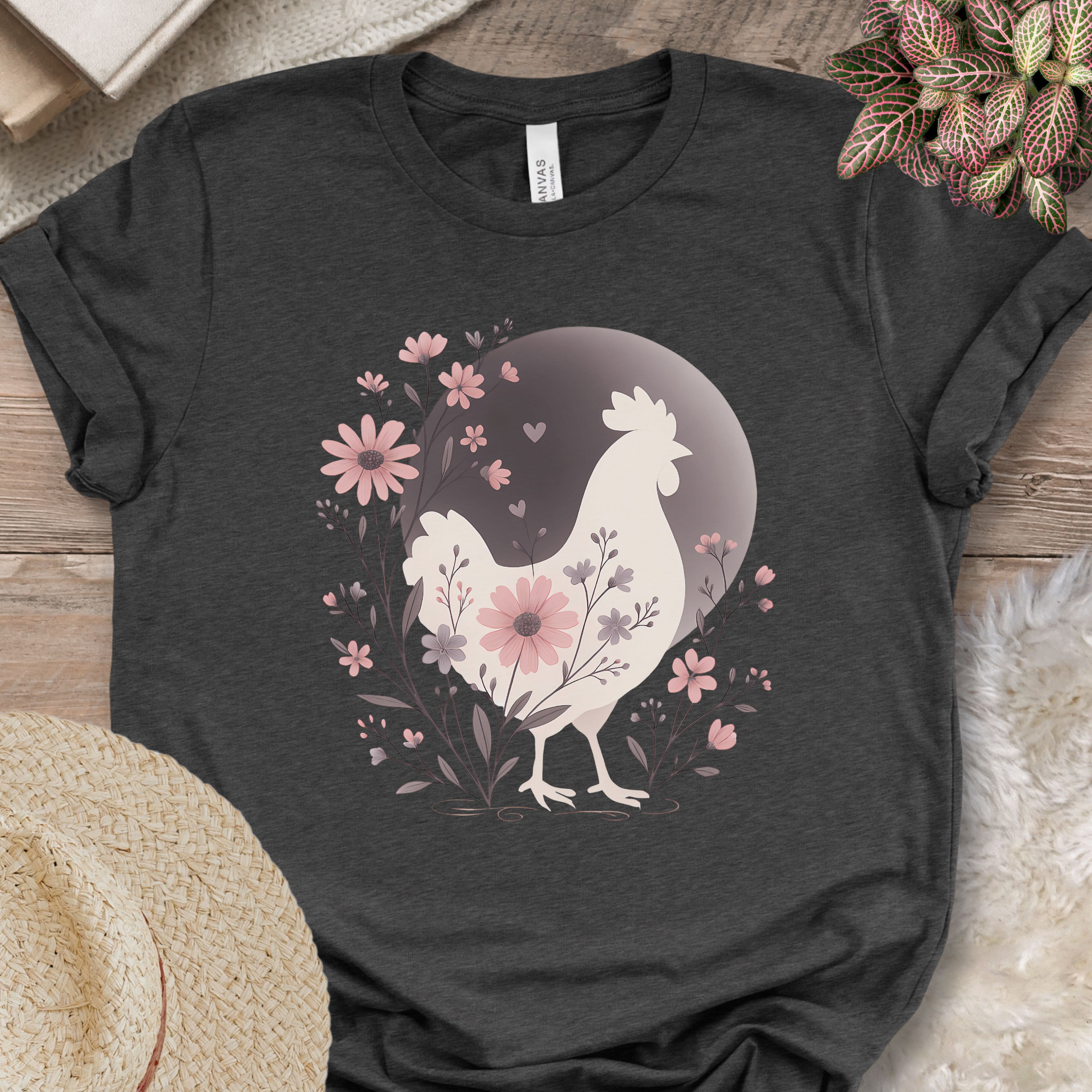 Floral Chicken Silhouette Tee