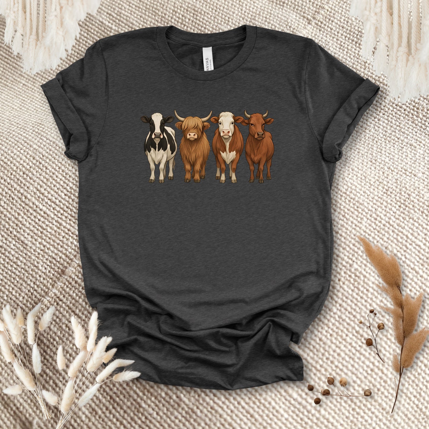 Cow Lover T-Shirt – Highland, Holstein & Brown Cow Lineup Tee for Ranchers & Farm Life Fans