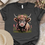 Floral Highland Cow Tee