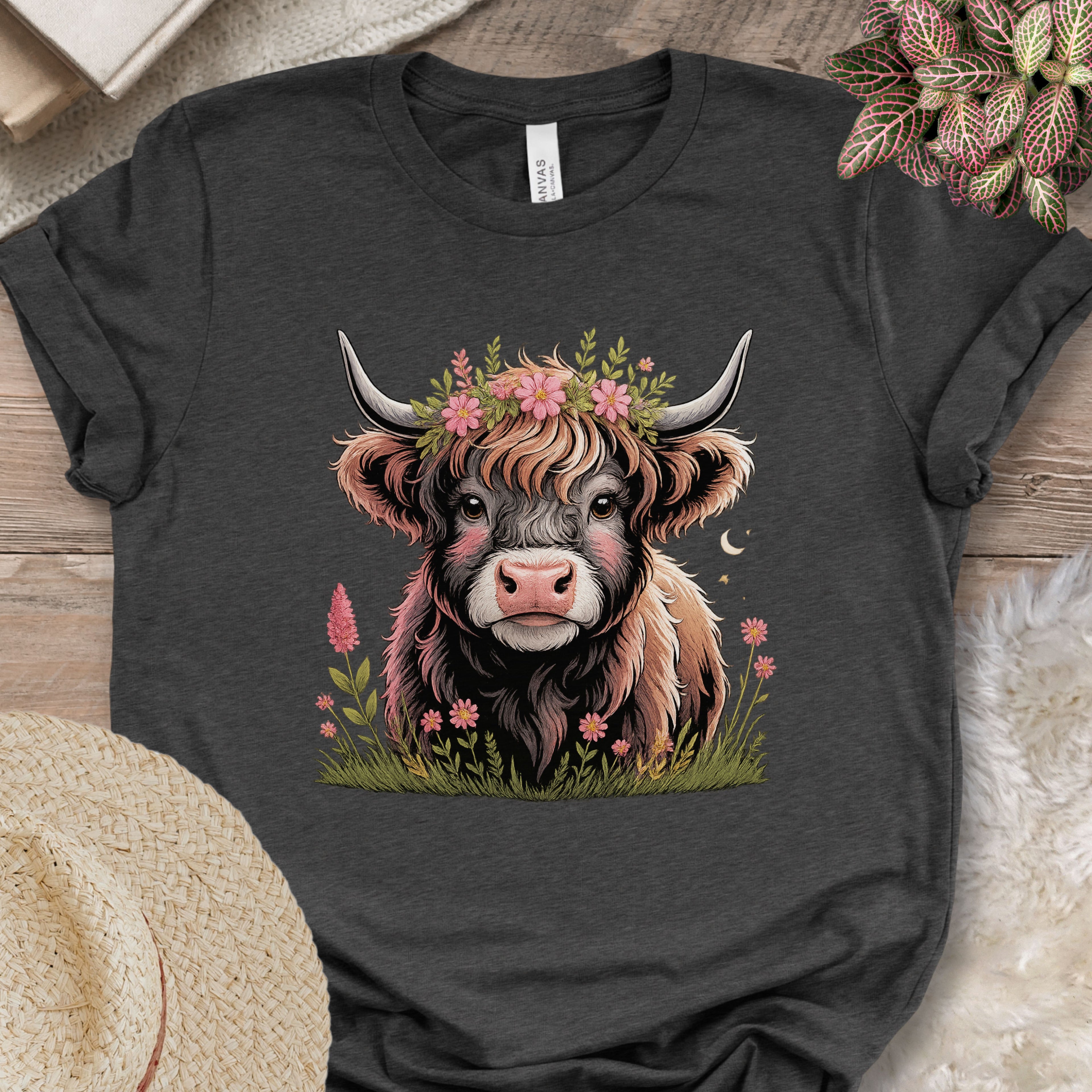 Floral Highland Cow Tee