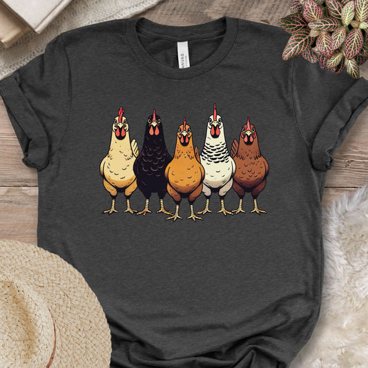 Multicolor Chicken Lineup Tee