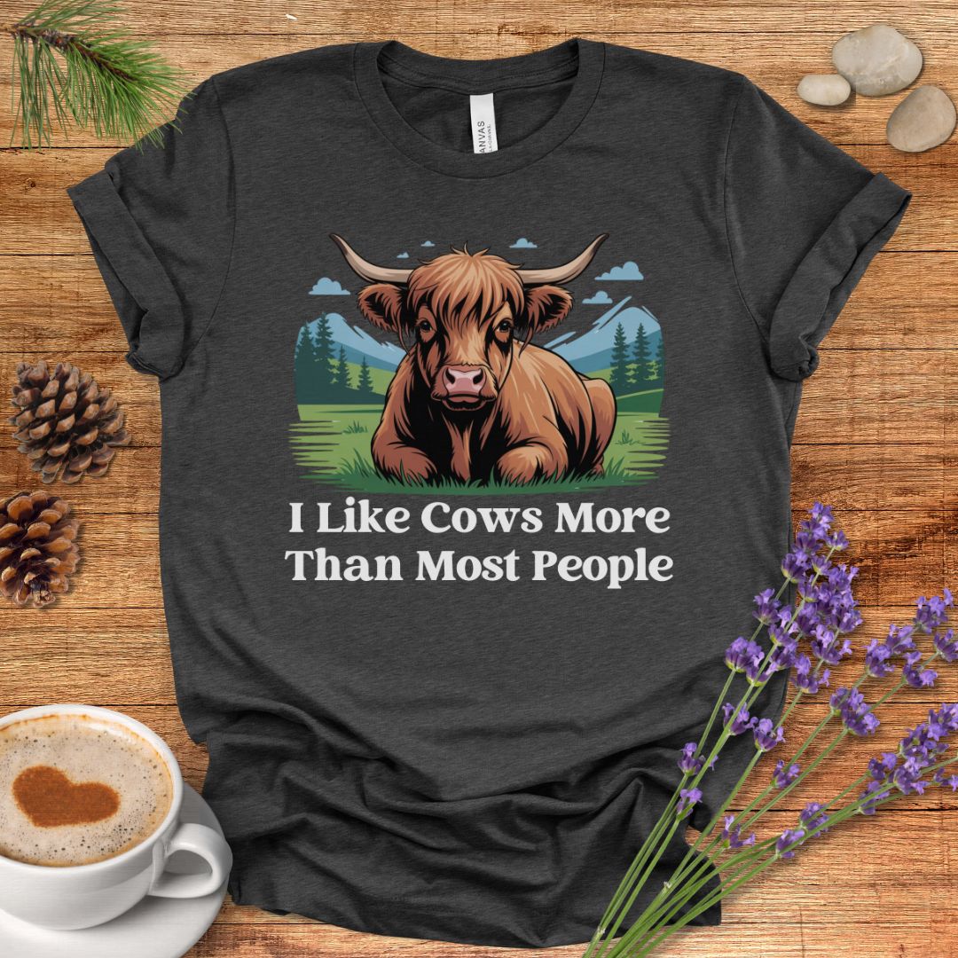 Funny Cow Lover T-Shirt – I Like Cows More Than Most People Tee for Cow Moms, Farmers & Country Life Fans