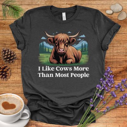Funny Cow Lover T-Shirt – I Like Cows More Than Most People Tee for Cow Moms, Farmers & Country Life Fans