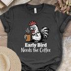 Sleepy Rooster Needs Coffee Tee