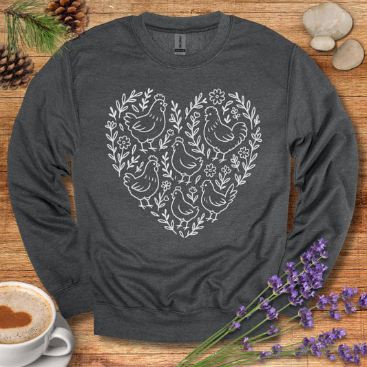 Farmhouse Chicken Sweatshirt – Floral Heart Pullover for Chicken Moms & Country Living Lovers