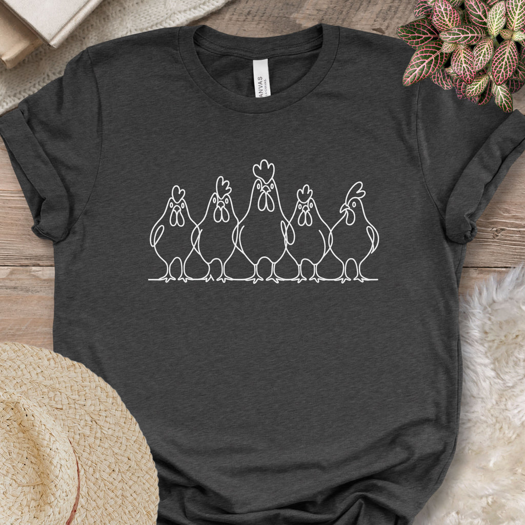 Minimalist Chicken Line Art Tee