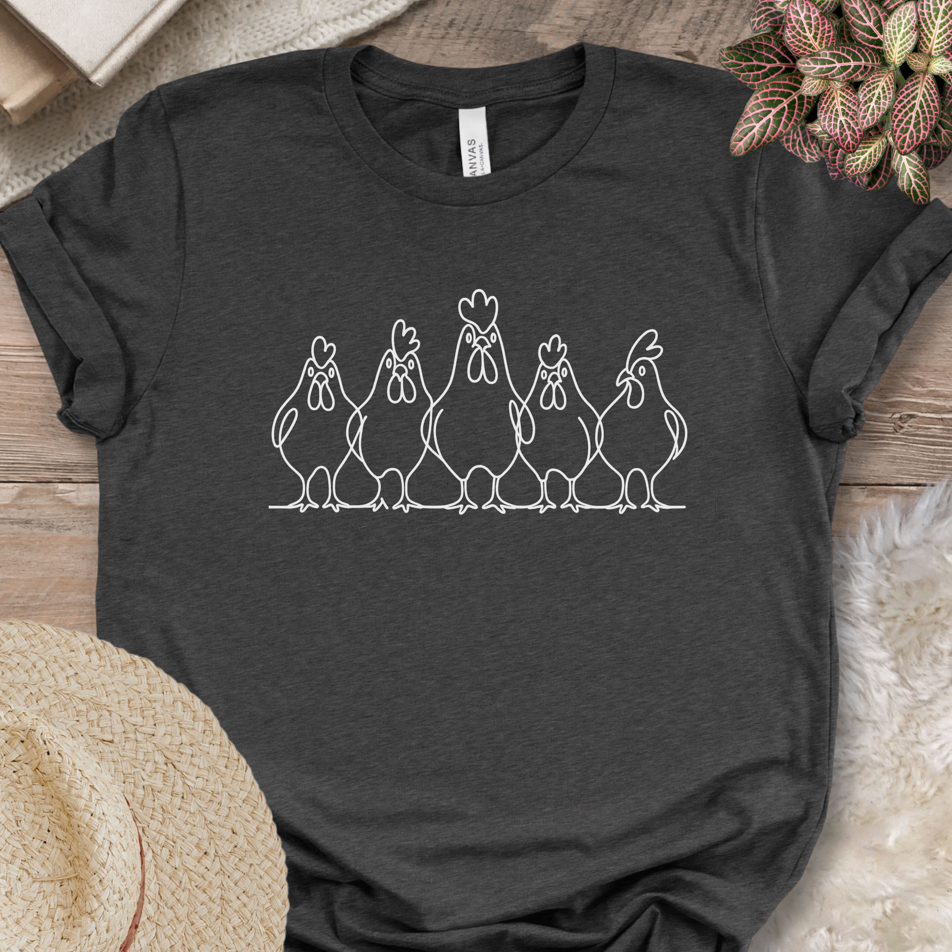 Minimalist Chicken Line Art Tee