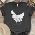 Floral Chicken Silhouette Nature Lover T-Shirt