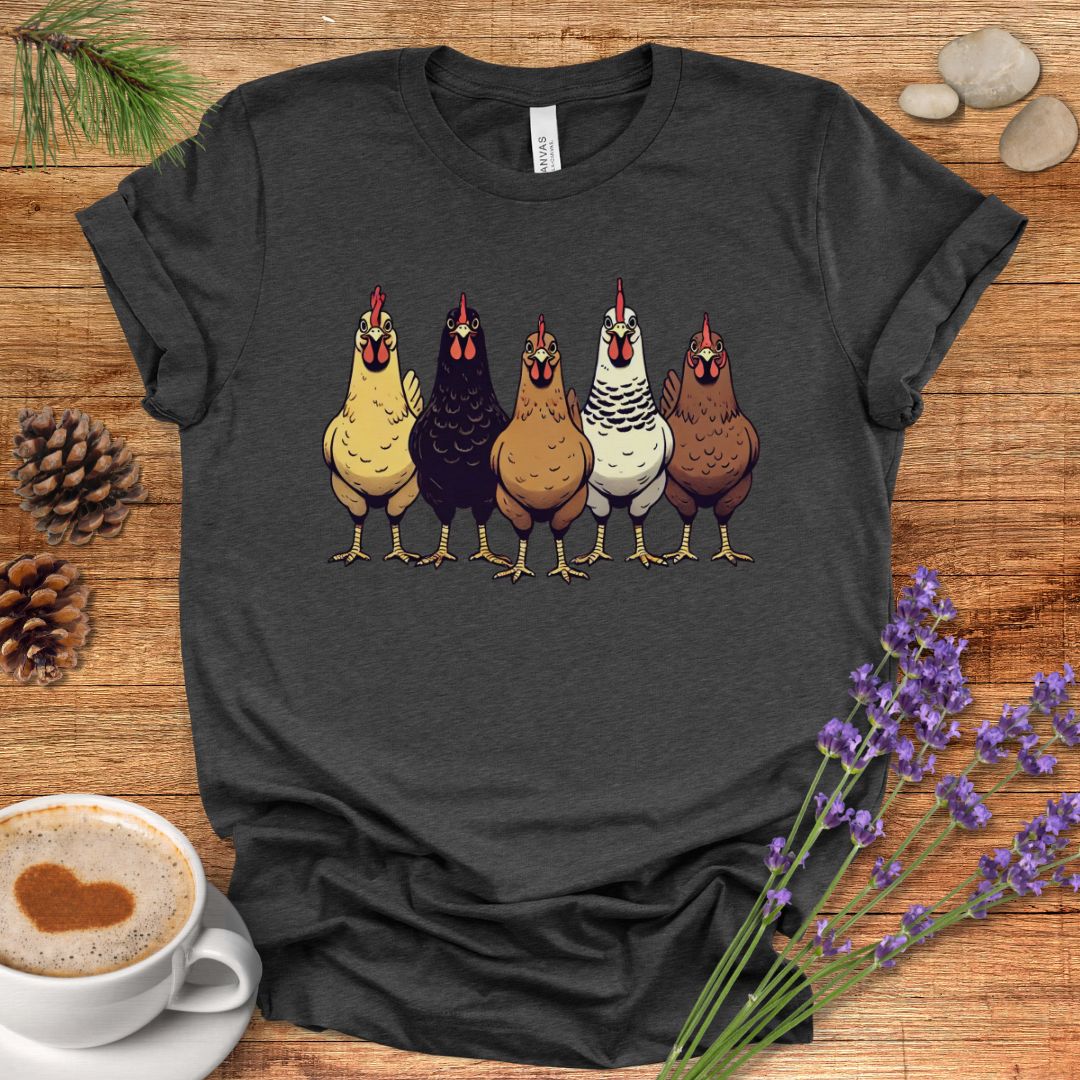 Multicolor Chicken Lineup Tee