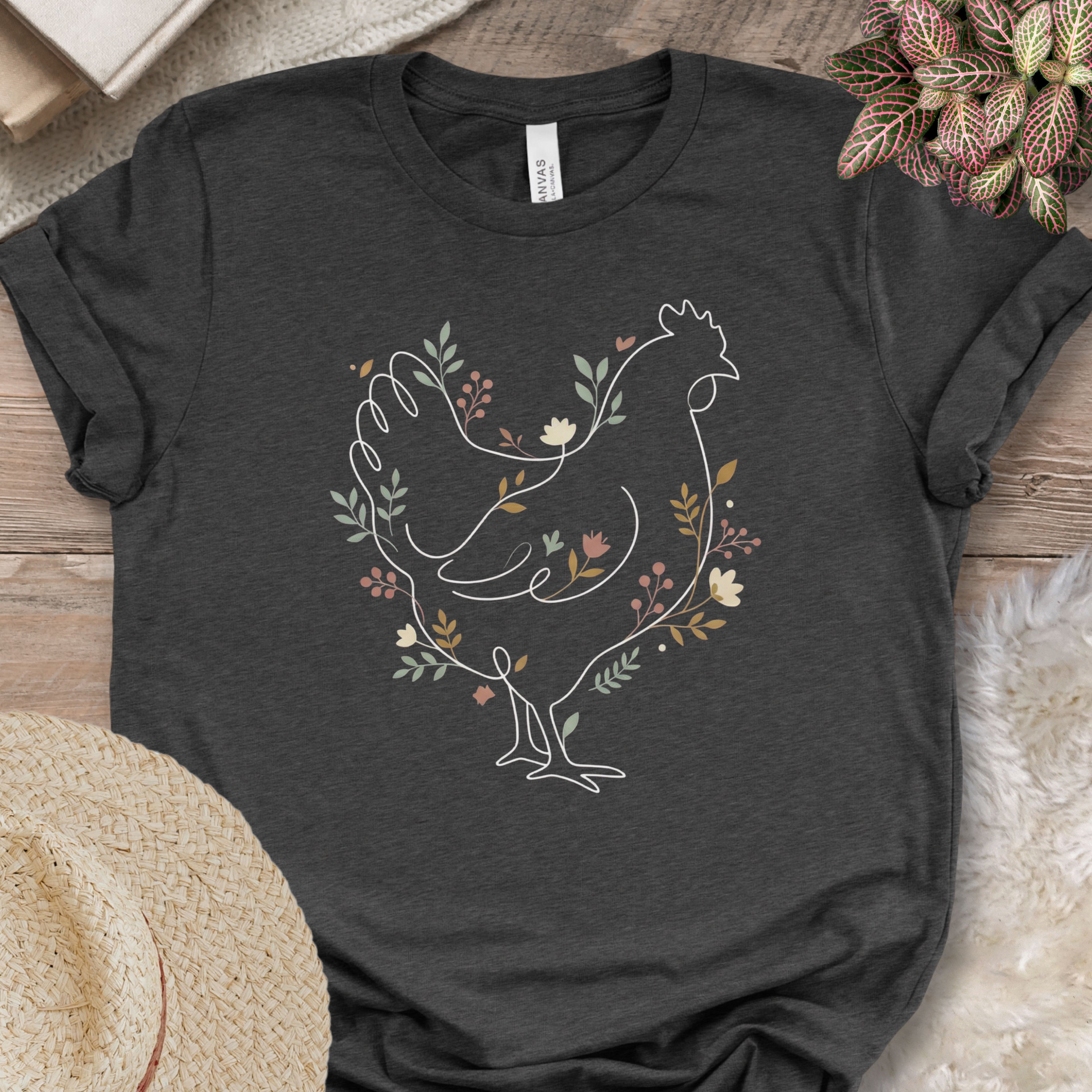 Botanical Line Art Hen Tee