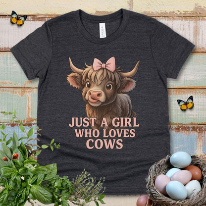 Cute Highland Cow Youth Tee for Girls Who Love Animals
