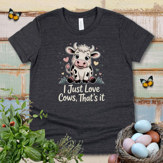 Cute Cow Kids T-Shirt – “I Just Love Cows” Tee for Little Cow Lovers & Farm Animal Fans
