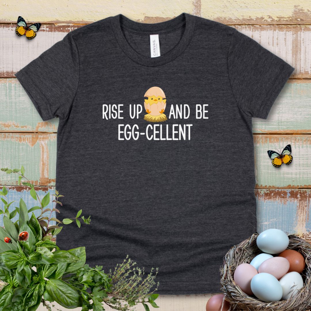 Cute Chick Kids T-Shirt – Rise Up and Be Egg-cellent Positive Message Youth Tee