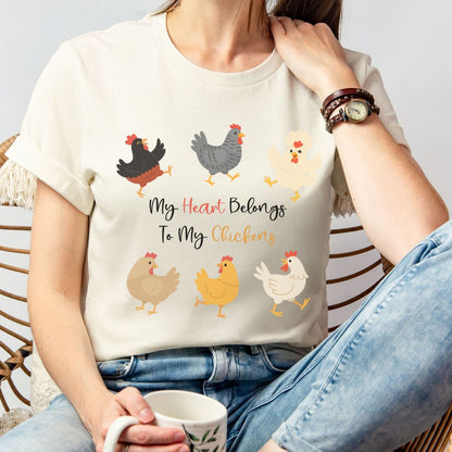 Heart Chickens T-shirt - Adorable Farm Life Gift for Chicken Lovers, Homesteaders & Poultry Moms