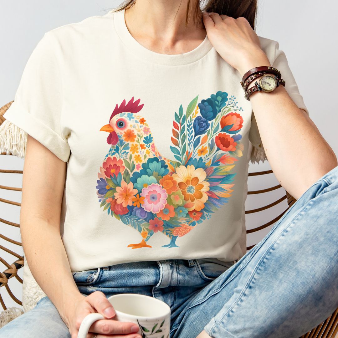 Blooming Chicken Flower Art Tee