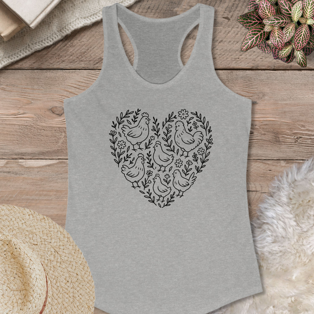 Floral Chicken Heart Tank Top