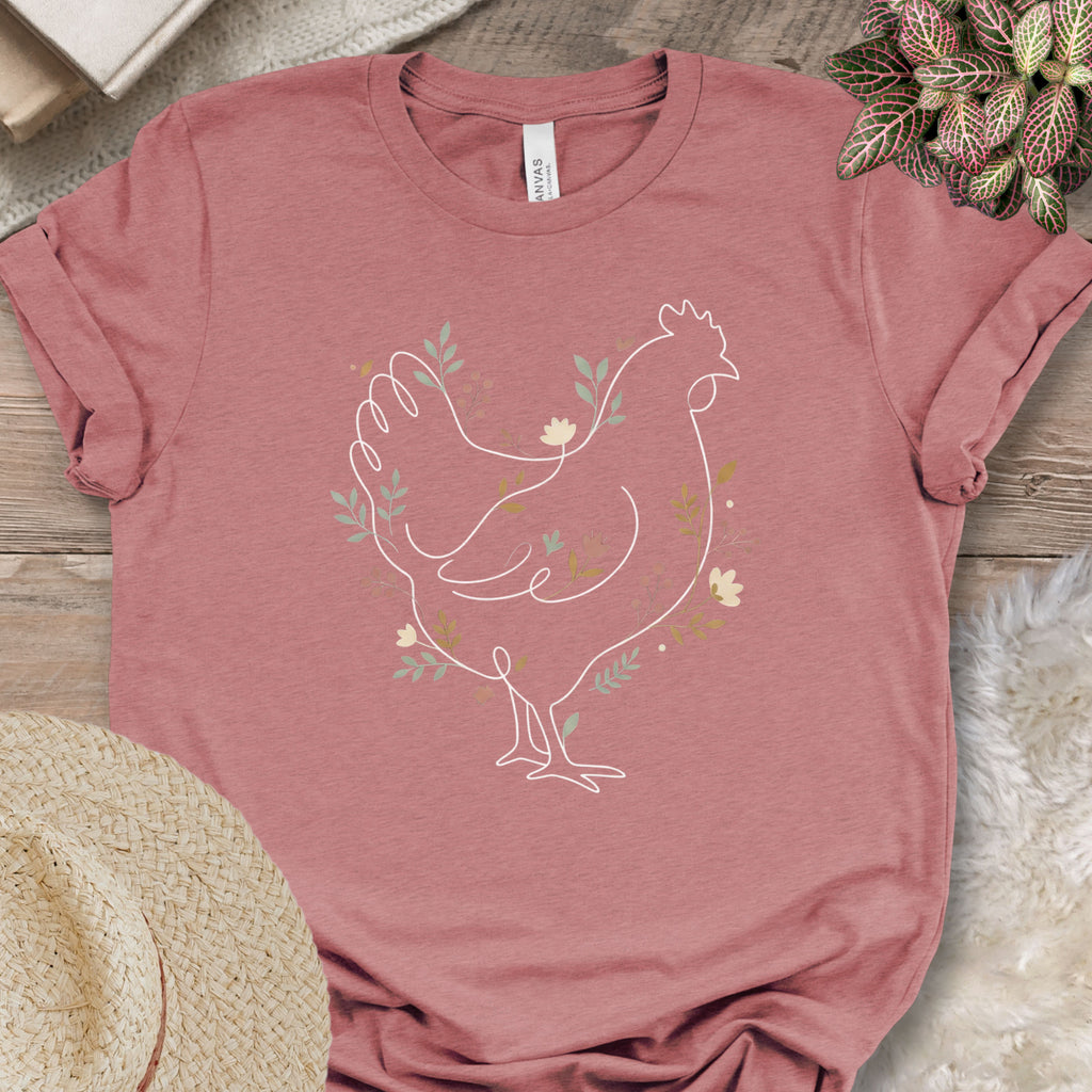 Botanical Line Art Hen Tee
