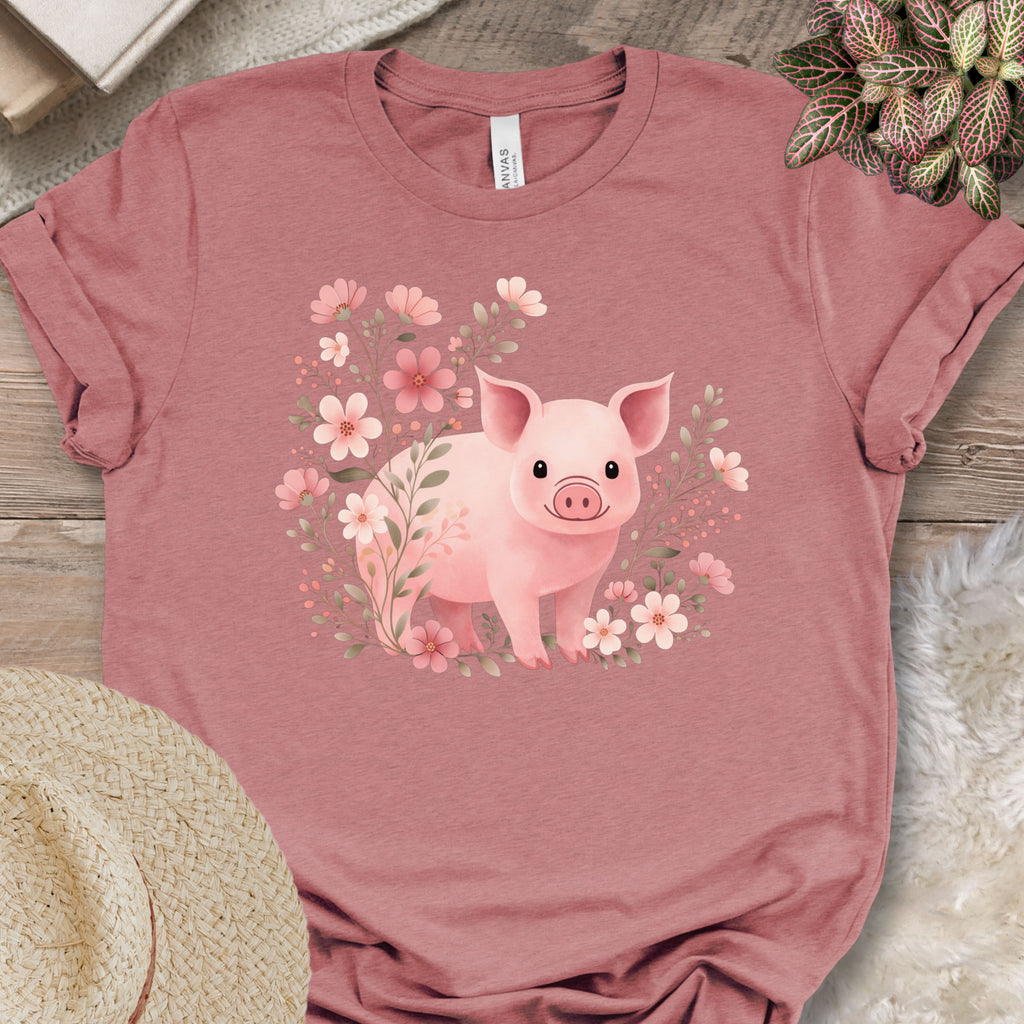 Cute Pig Floral Farm Shirt
