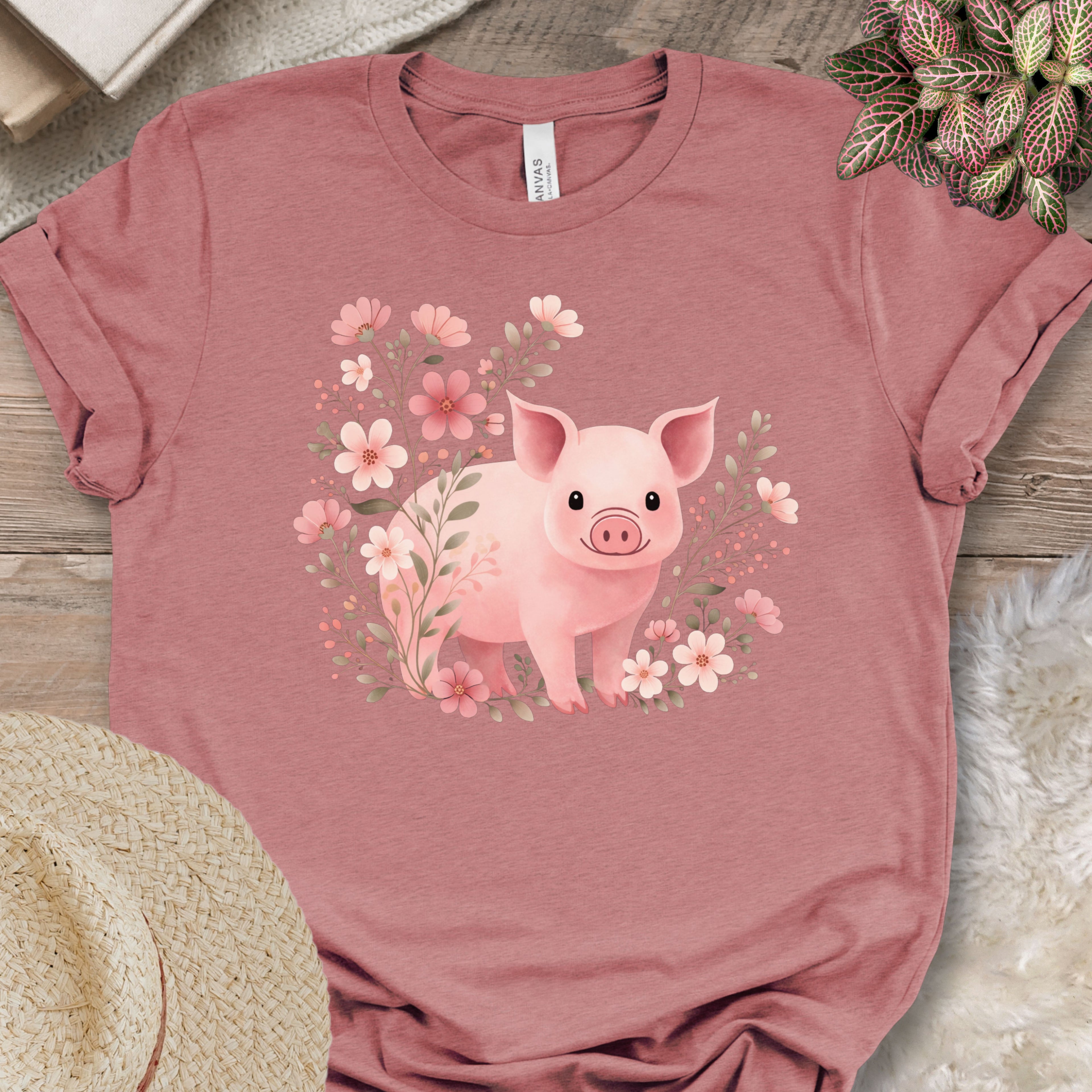 Cute Pig Floral Farm Shirt