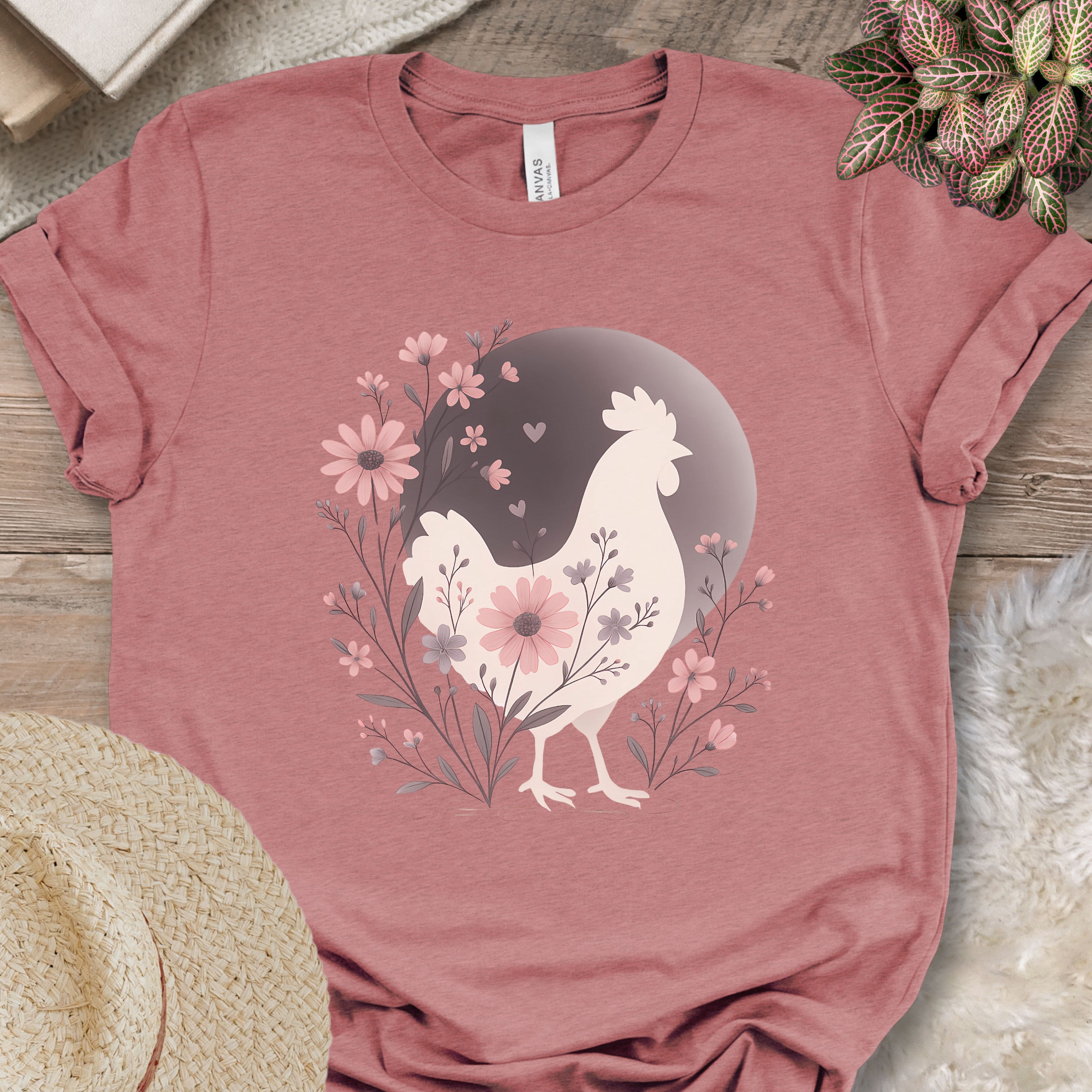 Floral Chicken Silhouette Tee