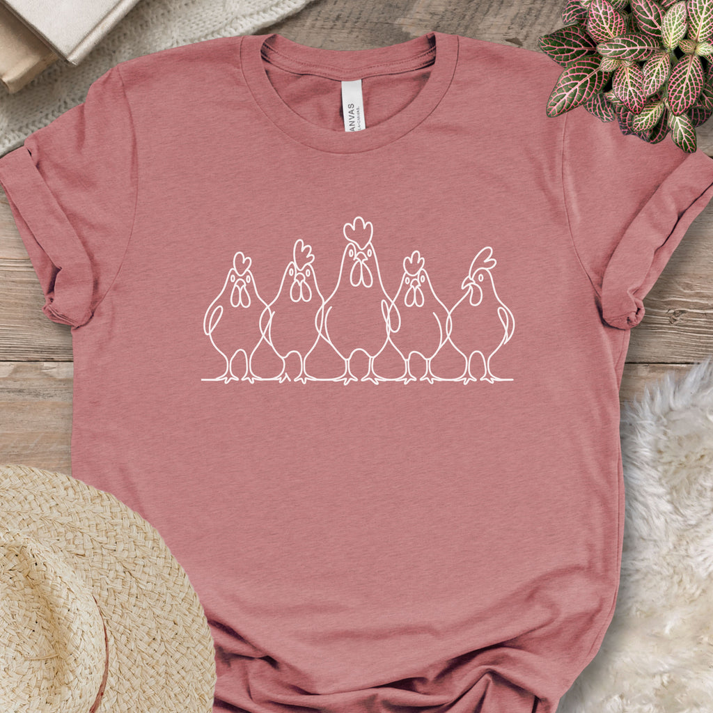 Minimalist Chicken Line Art Tee