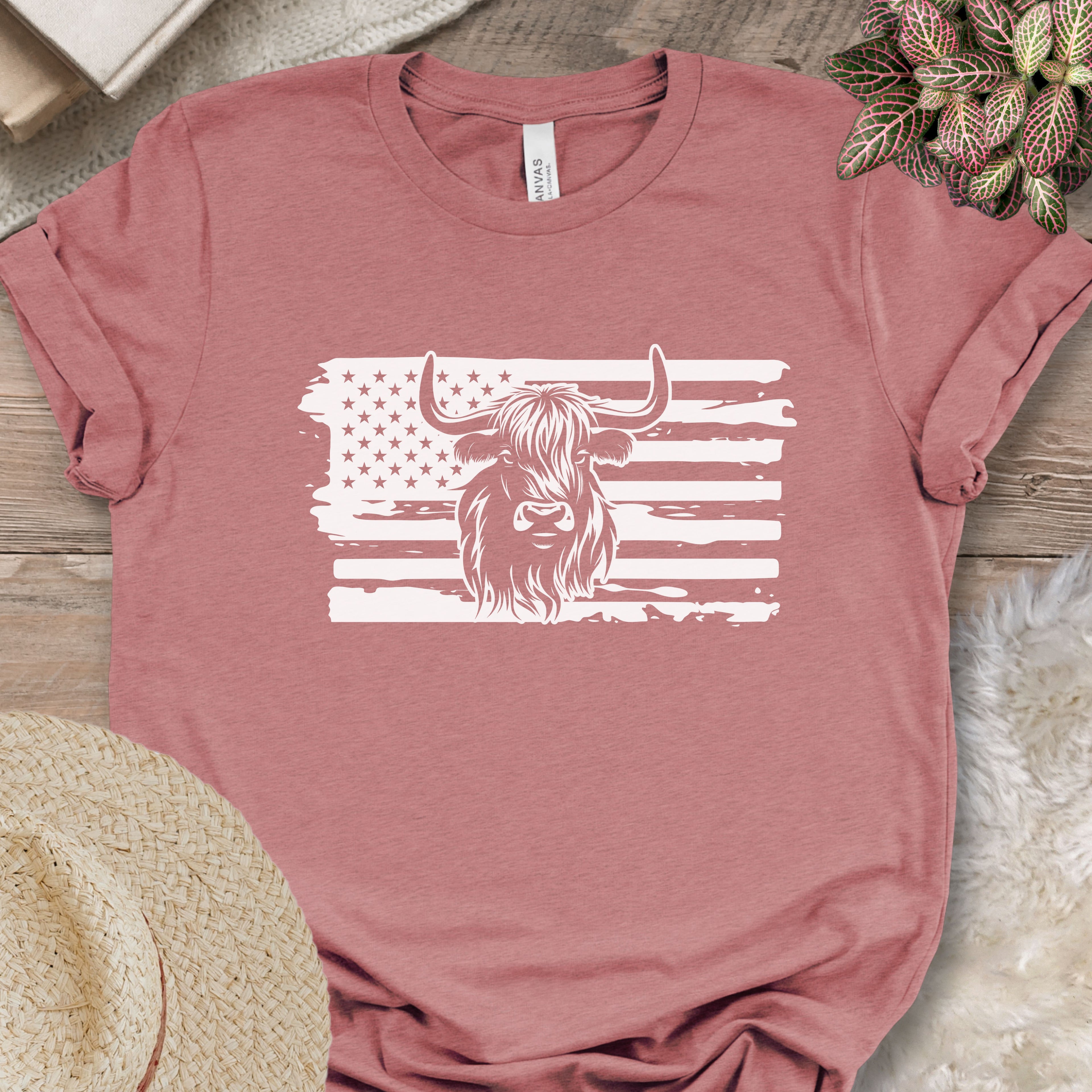 Patriotic Highland Cow Flag Shirt