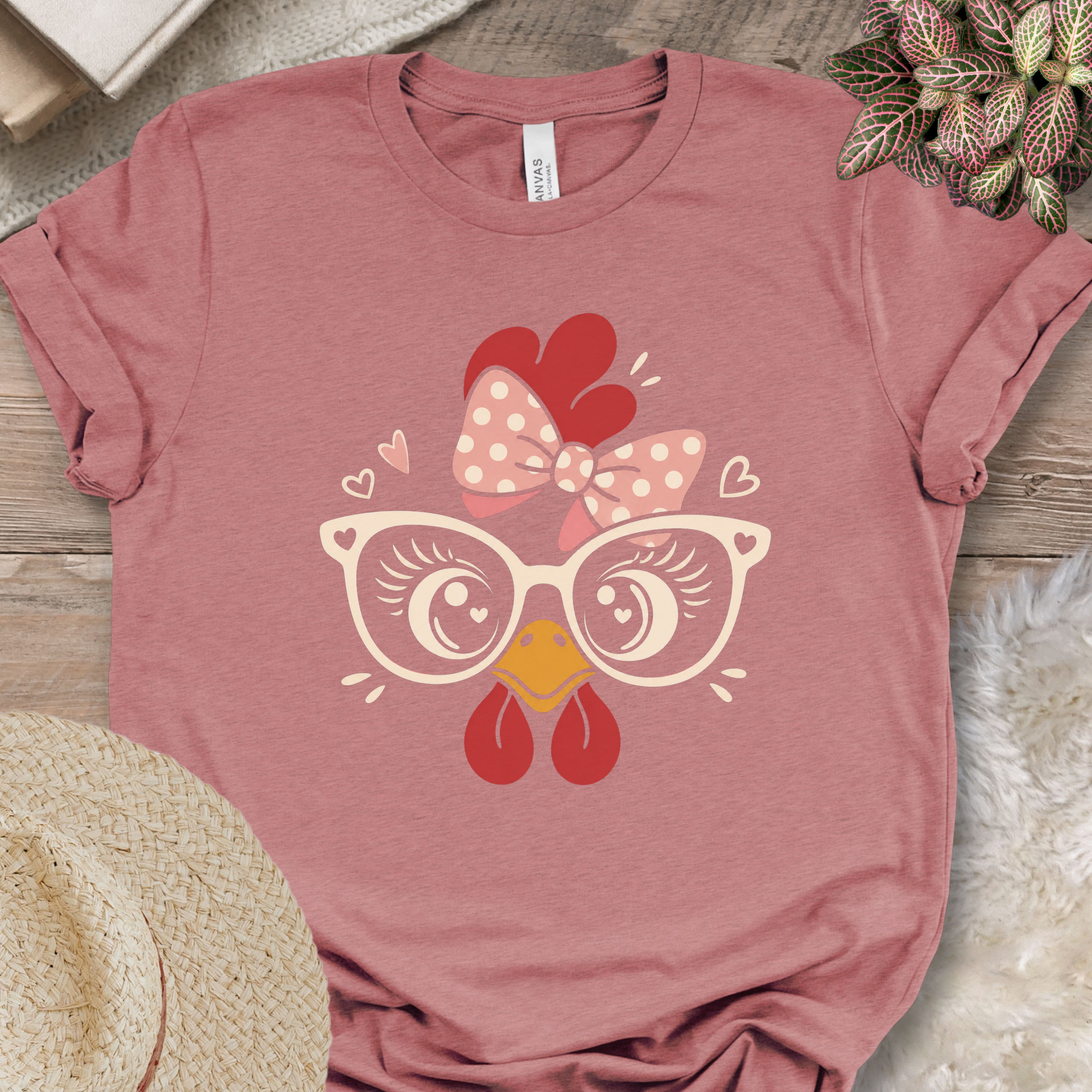 Cute Chicken Glasses Graphic Tee