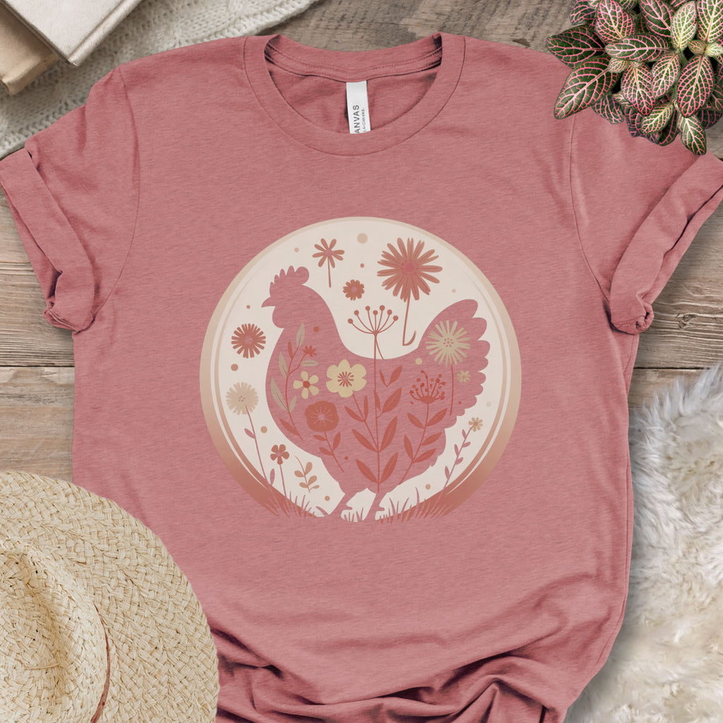 Boho Floral Chicken Silhouette Shirt