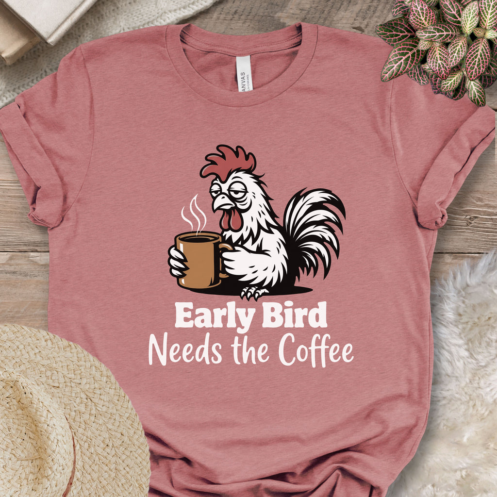 Sleepy Rooster Needs Coffee Tee