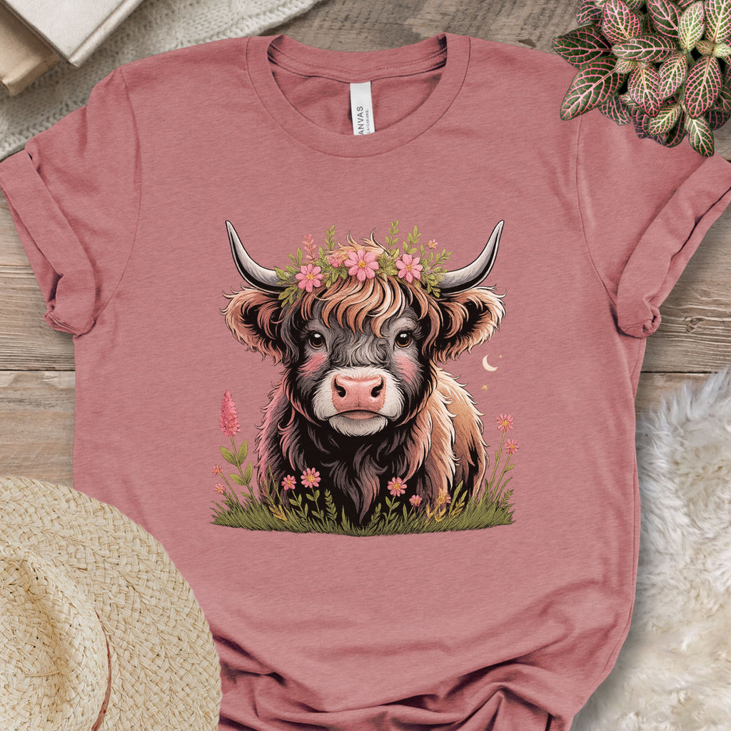 Floral Highland Cow Tee