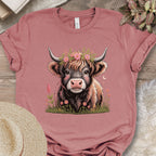 Floral Highland Cow Tee