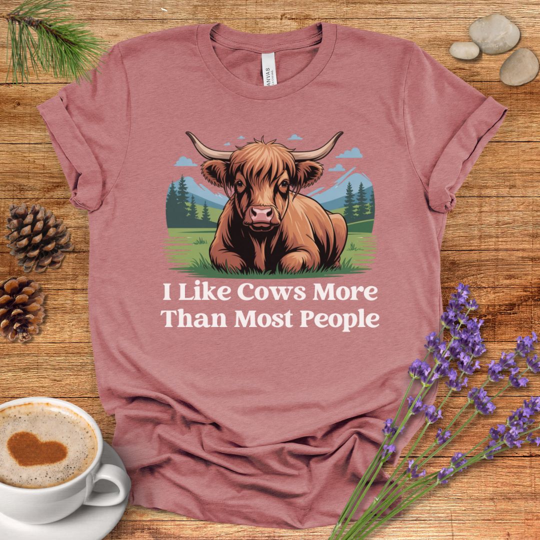 Funny Cow Lover T-Shirt – I Like Cows More Than Most People Tee for Cow Moms, Farmers & Country Life Fans